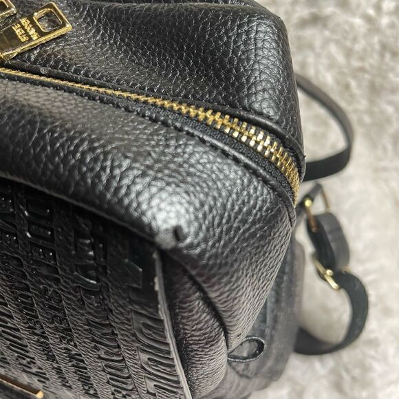 Steve Madden Black synthetic embossed small backpack gold tone hardwares. main image 13